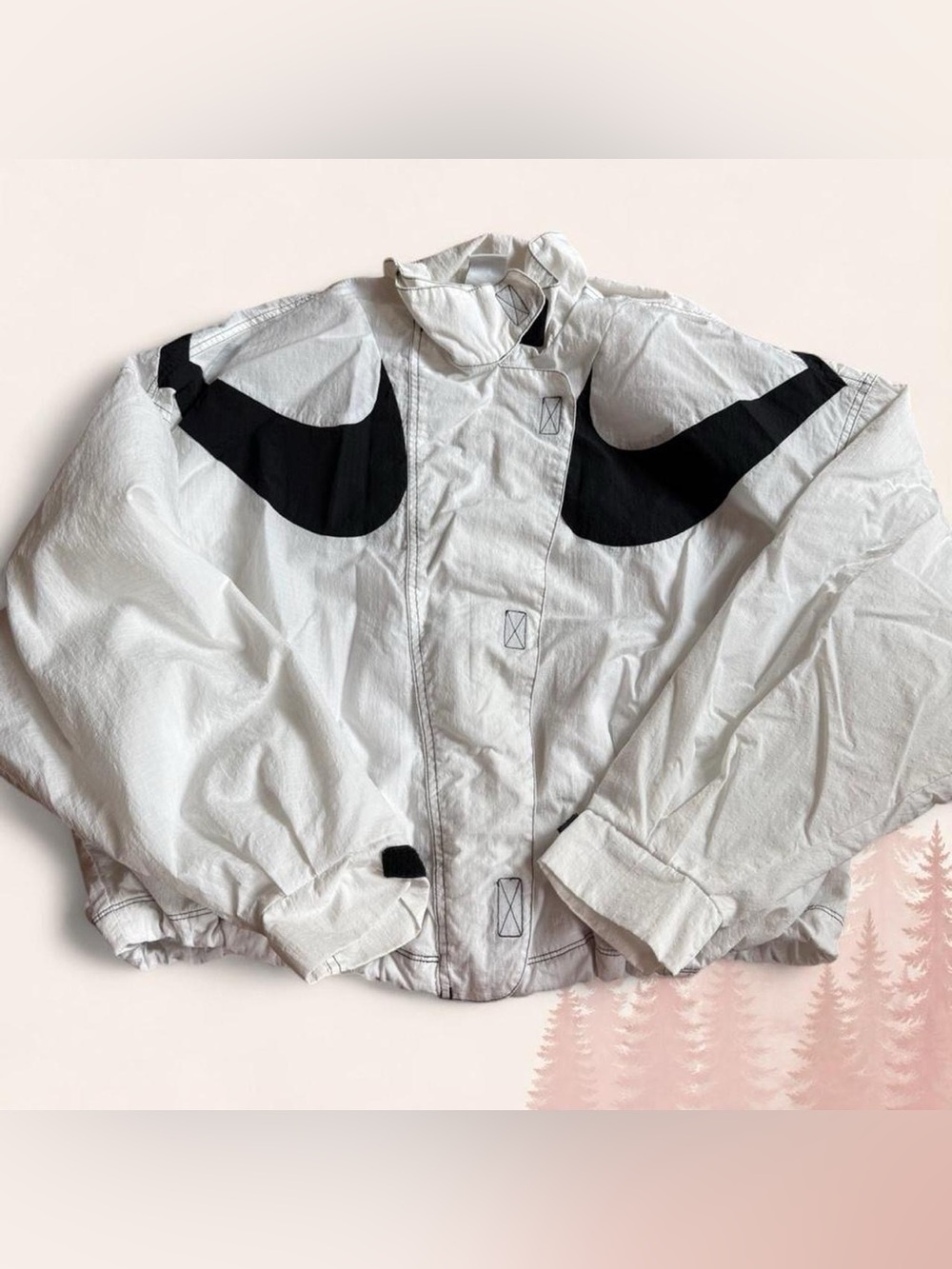Nike Vintage Style White Windbreaker Jacket – Women’s Small